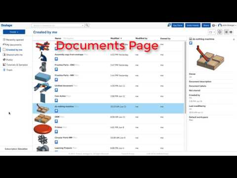 Onshape - One Minute Lesson - Log In to your Onshape Account and Tour the UI