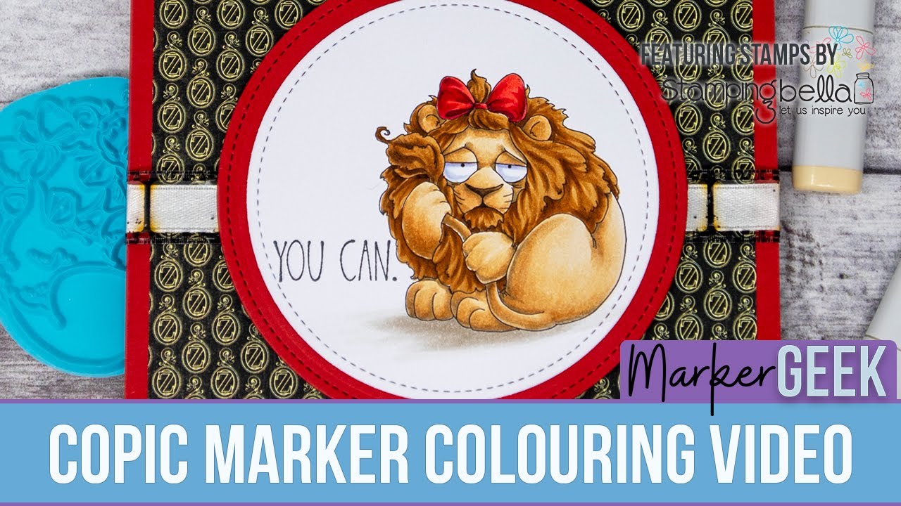 Copic Marker Colouring Stamping Bella Oddball Oz Cowardly Lion rubber ...