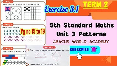 5th std Maths(unit 3)Patterns,Exercise 3.1(pg no 15 to 16)Term2,Activity 1,2,3#Newsamacheersyllabus