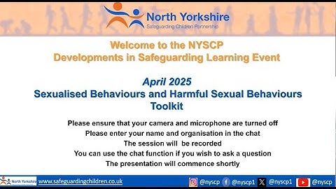 NYSCP Monthly Learning Event: Sexualised Behaviours and Harmful Sexual Behaviour Toolkit
