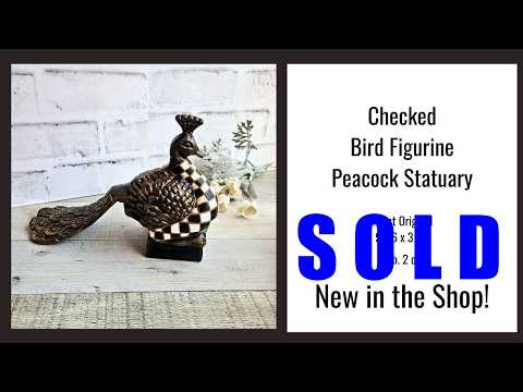 Checked Knick Knack Decorating - Peacock Statuary Hand-Gilded Cast Metal Studio Rescue