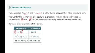Identifying like terms (ALEKS examples)