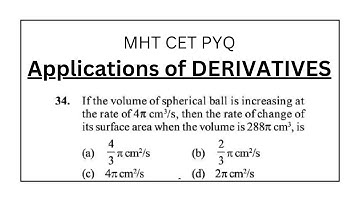 Applications of derivatives | Class 12 | MHT CET PYQ