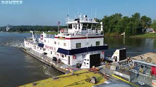 The Towboat Daniel P Mecklenborg northbound Illinois River at Hardin Illinois