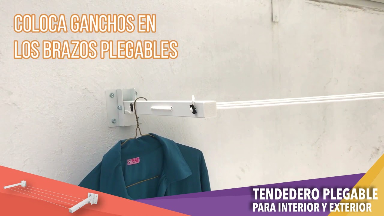 Tendedero Plegable de Pared Inte/Exte 4 Líneas/45kg BARQ-CLEAN Tendedero