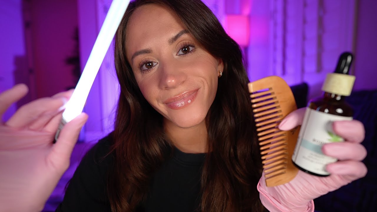 ASMR / Bestfriend Gives You A Scalp Exam and Treatment (close up ...