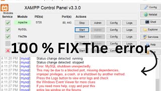 Error: MySQL shutdown unexpectedly | How to Solve XAMPP Server MySQL Cannot Start | [FIXED].