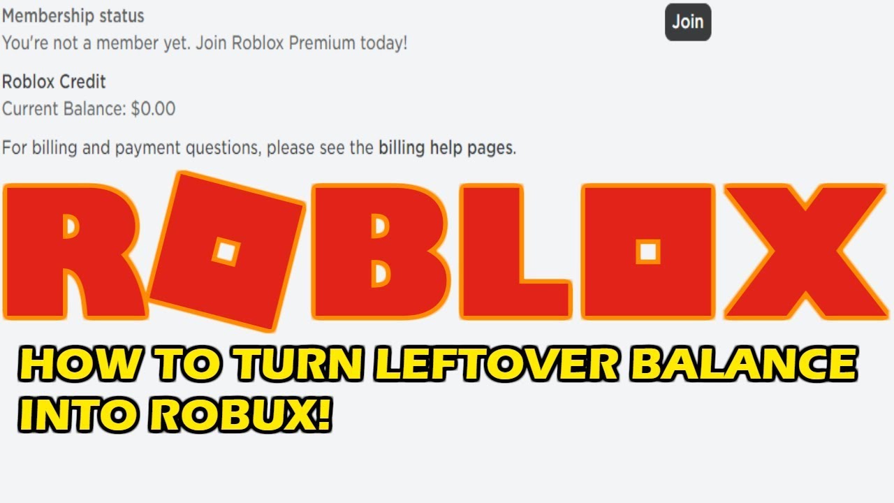 How To Turn Roblox Leftover Balance Into Robux New Roblox - how to convert your roblox credit balance into robux new update