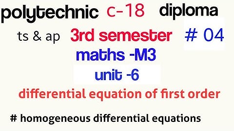 polytechnic maths m3||part 04||c-18 3rd semestermaths||differential equations //unit -6