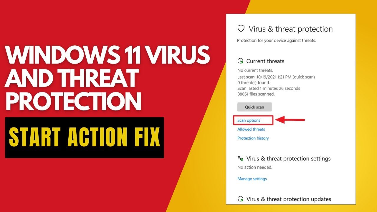 WINDOWS 11 VIRUS AND THREAT PROTECTION START ACTION FIX - YouTube