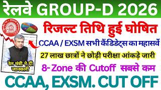 RRB GROUP D CCAA EXSM CUT OFF 🎯 RAILWAY GROUP D RESULT 2026 || RRB GROUP D ZONE WISE CUT OFF