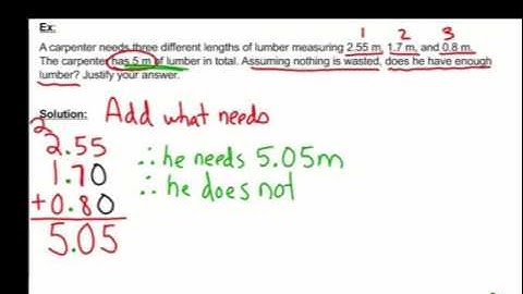 Adding and Subtracting Decimals for Word Problem
