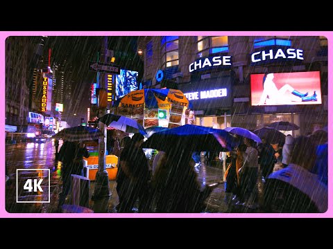New York, United States | Rainy Night Walk 4K | Oct 26, 2023