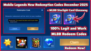 Mobile Legends Redeem Codes December 8, 2025 + Win! x5 Starlight Card or 300 MLBB Diamonds