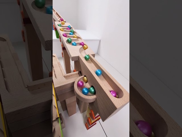 marble Run Race ASMR #260 Wooden Wave Course Colorful Marbles   #marblerun #marblerunrace #asmr