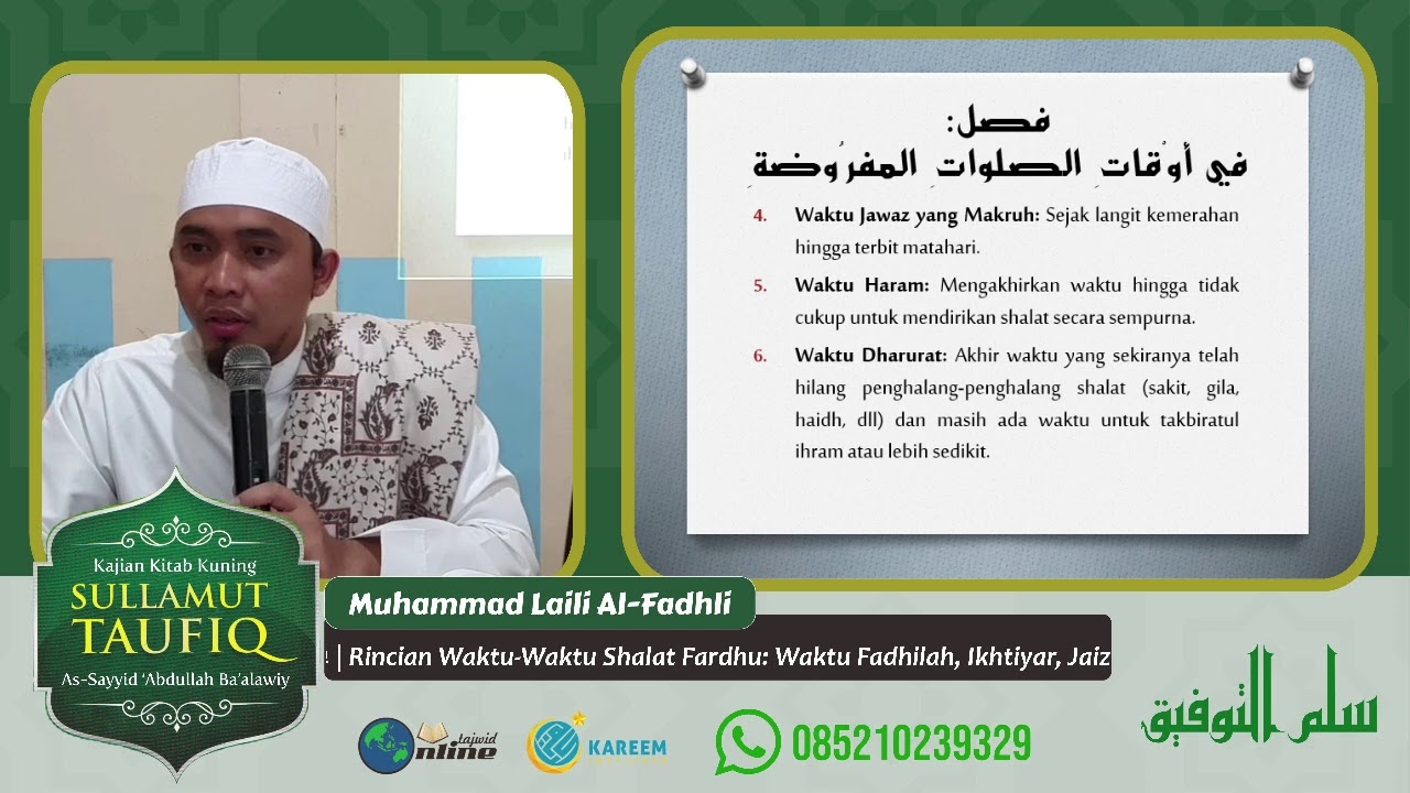 Sullamut Taufiq 014 | Rincian Waktu-Waktu Shalat Fardhu