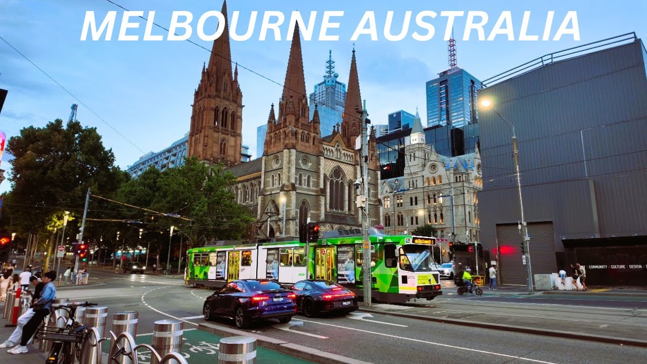 Melbourne Australia Walking Tour Sunset Walk Evening Walk 2025 4K