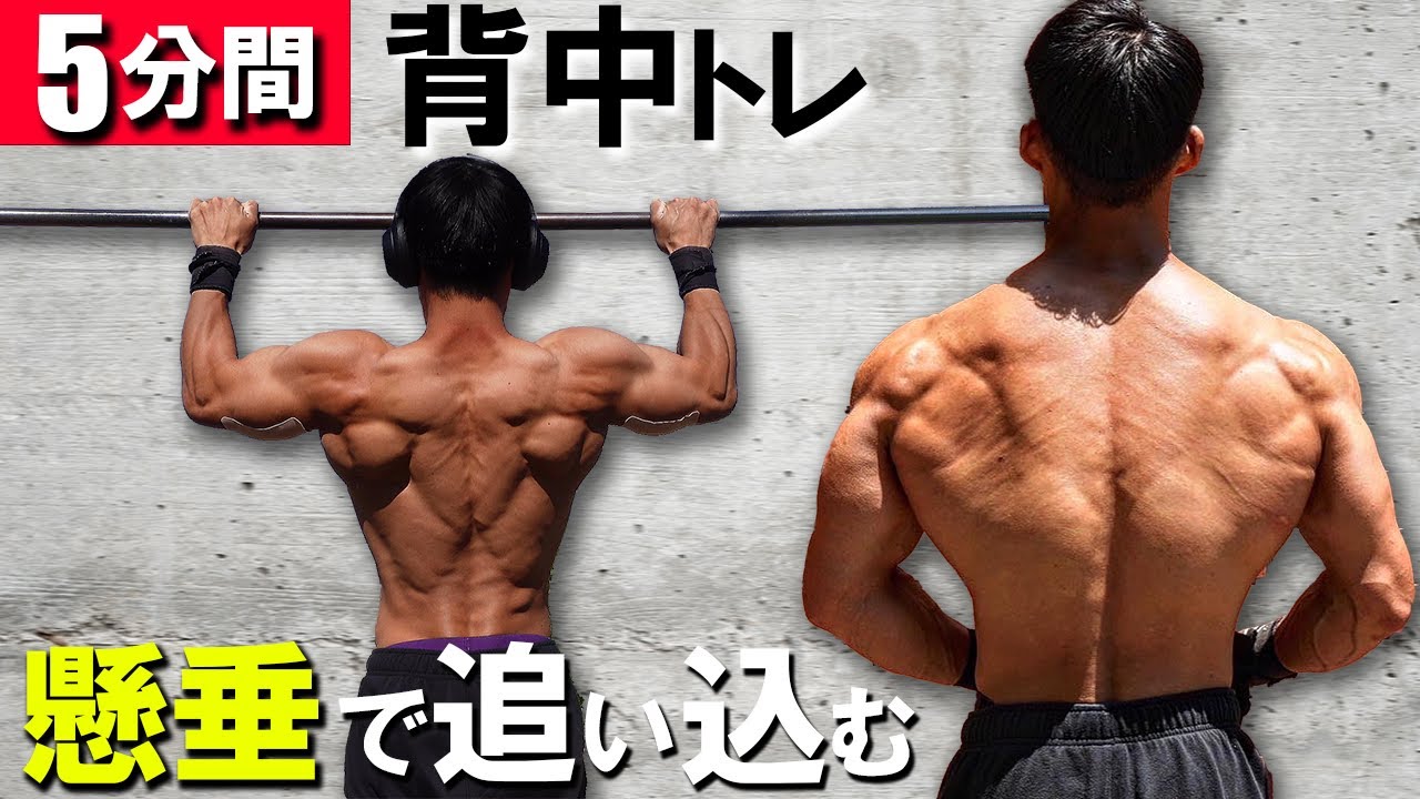 背中トレ　懸垂器 1日5分間】懸垂で追い込む5種目の最強背中トレメニュー【器具なし