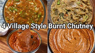 4 Village Style Burnt &amp Roasted Chutney recipes for Rice, Dosa &amp Idli  Charcoal Flavored Chatni Dip