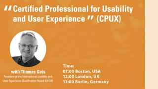 Certified Professional for Usability and User experience Seminar CPUX with Thomas Geis