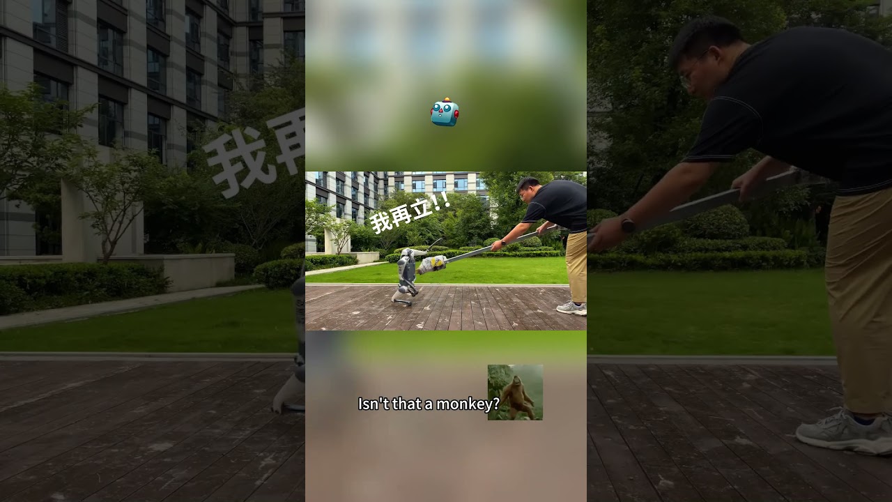 🐒🤖 Upright walking robo-dog? Wait… that’s a monkey in disguise 😂 