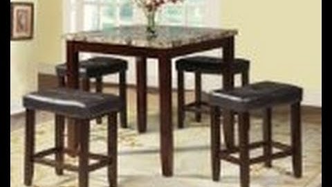 ACME Rolle Counter Height Set (5 Pack), Faux Marble and Espresso