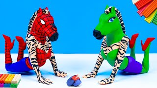 DIY zebra lady mixed Superheroes Spider man, Hulk with clay 🧟 Polymer Clay Tutorial