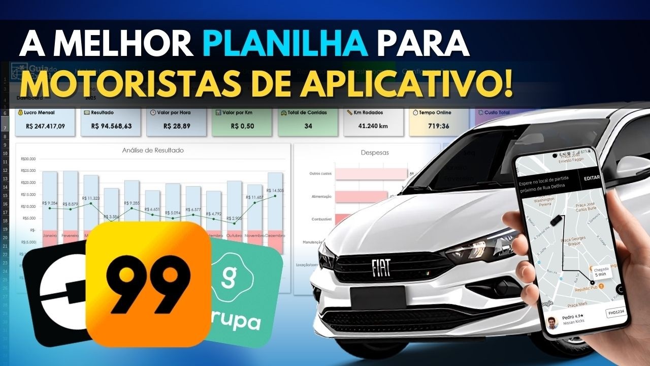 Planilha Motorista de Aplicativo Excel Gratuita - Planilha Uber Excel