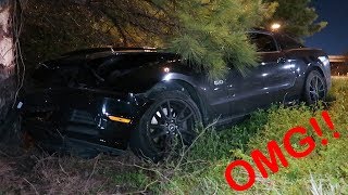 MUSTANG CRASHES AND FLIPS INTO DITCH LEAVING BOMBSHELLS CAR MEET!!!