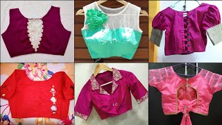 Easy To Stitch Stylish Saree Blouse Designing Ideas From Plain Fabric//New Boat Neck Blouse Designe