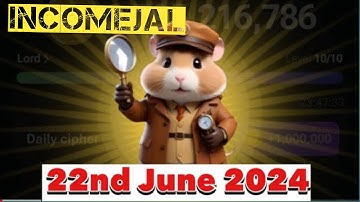 22 June Morse Code Hamster Kombat  | 1Million Points Daily Cipher |