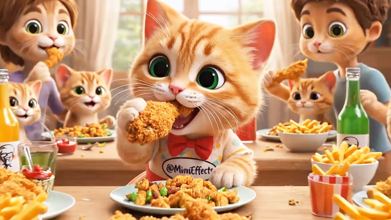 Cute Kitten Cooks KFC-Style Fried Chicken with Friends | Cozy Friendship Story 🐱🍗