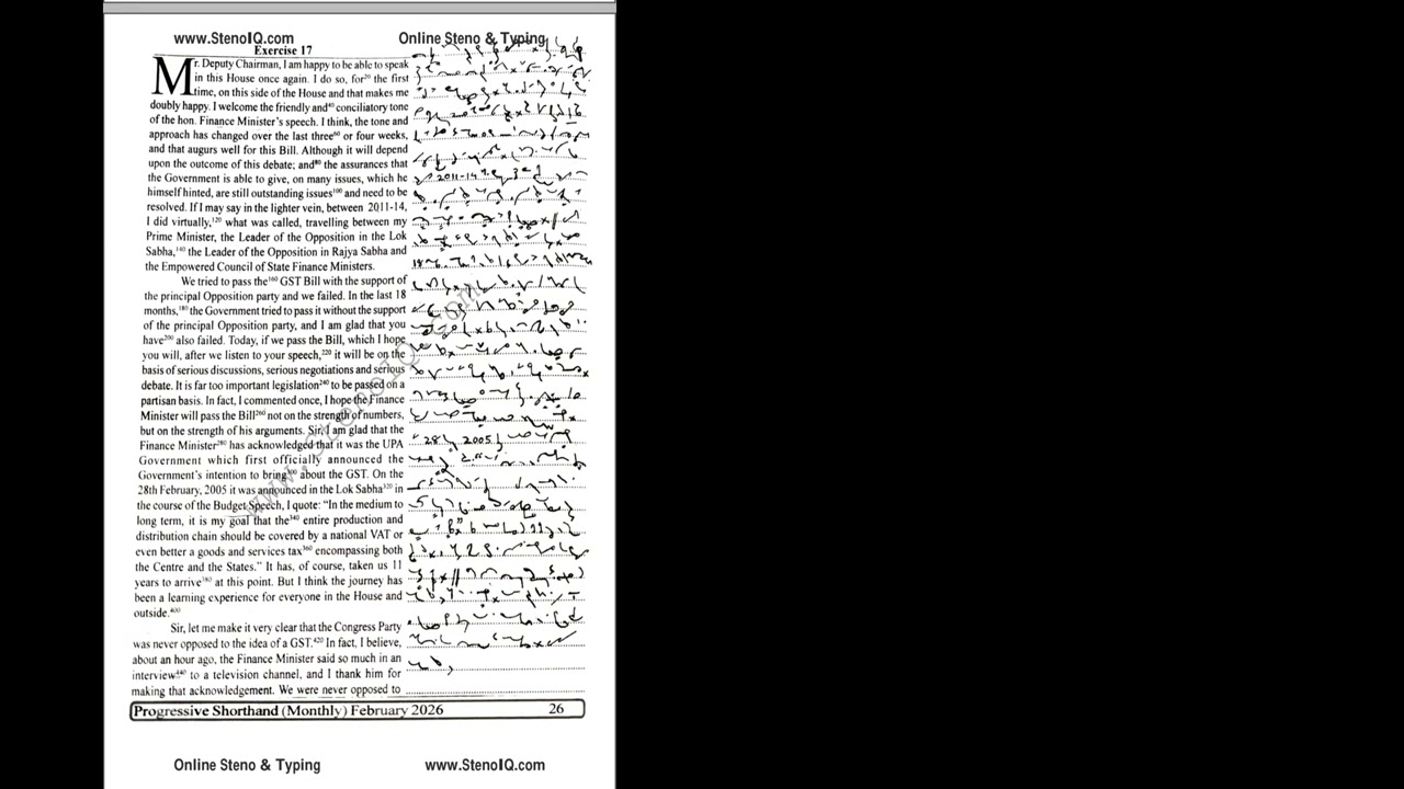 Progressive Dictation February month 2026 transcription no. 17 (100wpm)