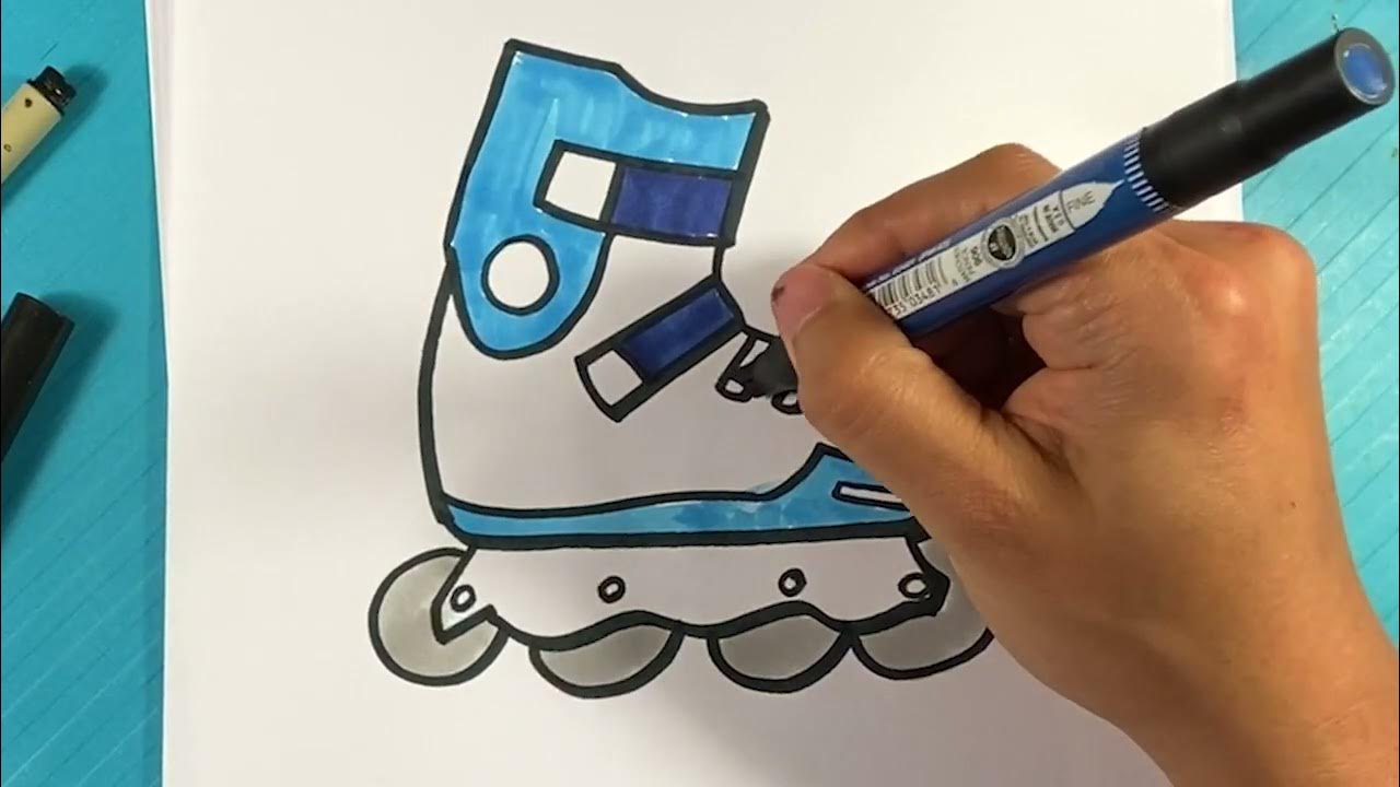 EASY How to Draw ROLLERBLADES YouTube