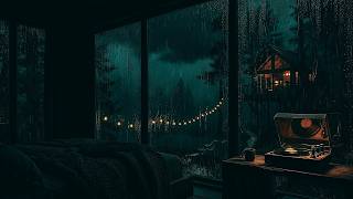 ⛈️ Fall Asleep Instantly: Ultra-Dark Cabin Rain & Crackling Fire ASMR (100% Ad-Free)