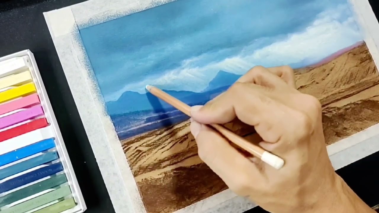 Veja como se pinta uma paisagem a pastel seco🖼️🧑🏻‍🎨