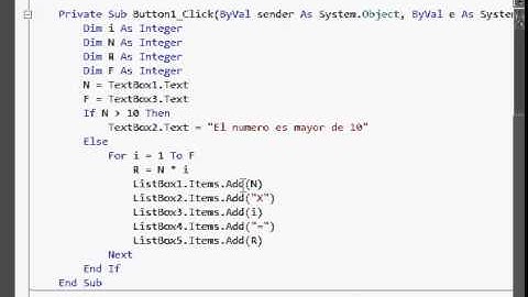 tabla de multiplicar en visual basic 2010
