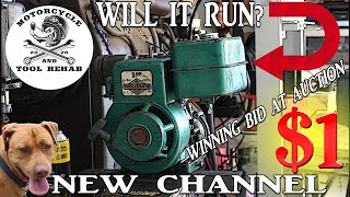 WILL IT RUN? ANTIQUE BRIGGS \& STRATTON 3HP EASY SPIN ENGINE.  CAN IT BE SAVED? $1 AUCTION PURCHASE