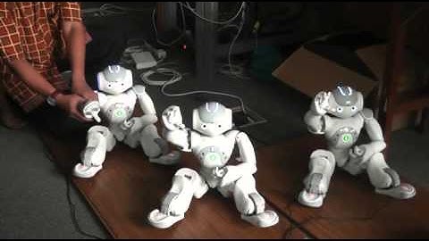 Distributed Consesus Control Of NAO Humanoid Robots with Leader Follower Scheme