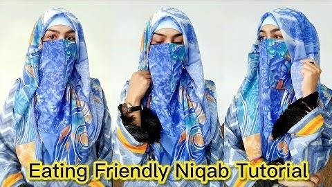 Comfortable Eating Friendly Niqab Tutorial,Georgette Chiffon Hijab Style | Full Coverage Niqab Style