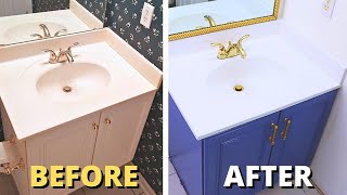 DIY PAINT PEEL & STICK on a SMALL BATHROOM VANITY | DIY HOME UPDATES ON A BUDGET by DIY Power Couple 3,999 views 2 months ago 11 minutes, 28 seconds