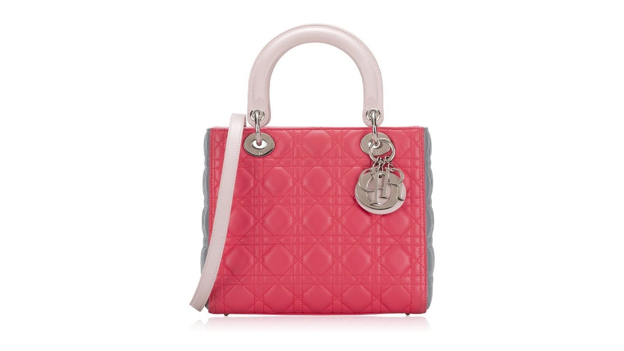 Christian Dior Lambskin Cannage Tri-Color Medium Lady Dior Fuchsia Pink ...