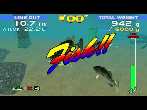 Gioco a SEGA BASS FISHING catturati due Bass Enormì!