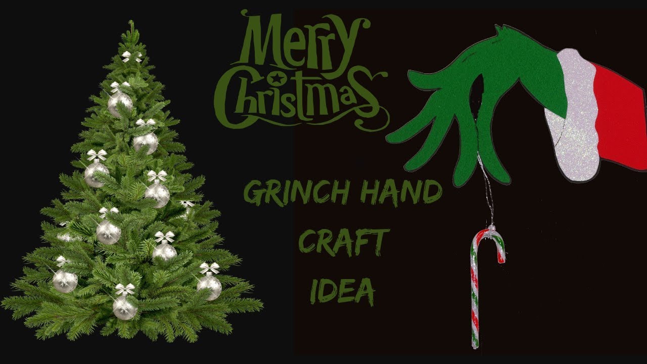 Grinch Hand Candy Holder Christmas Craft Idea Door Hanger