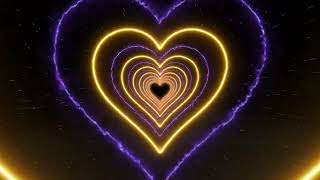 Energetic Neon Lights Love Heart Tunnel Background | 4K Vj loop Disco Purple and Yellow