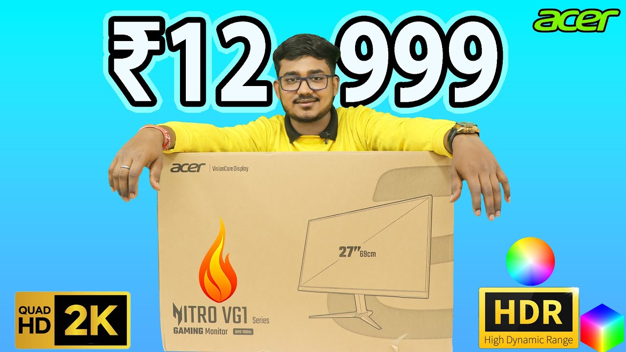 BEST GAMING MONITOR UNDER ₹15000/- | ACER NITRO VG1 SERIES | QHD 180Hz HDR 27 INCH DISPLAY