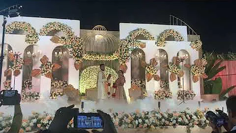 stage varmala setup entry bride groom varmala Buddham events ujjain wedding planner 7772939777
