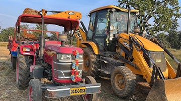 JCB 3DX Backhoe Loading Mud In Mahindra 415 DI Yuvo Tractor Trolley | Jcb Dozer Cartoon | Dozer