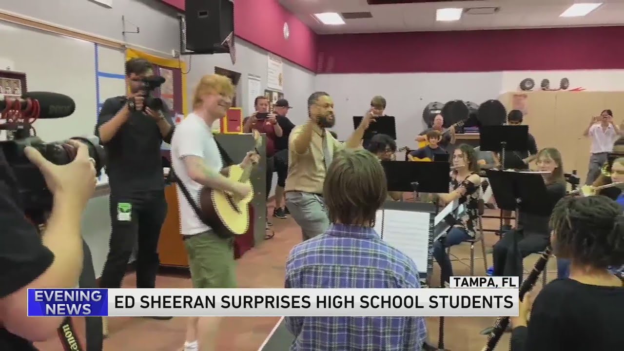 Ed Sheeran surprises students at Florida high school with 'tiny concert