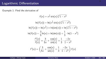 Derivatives 11: Logarithmic Differentiation